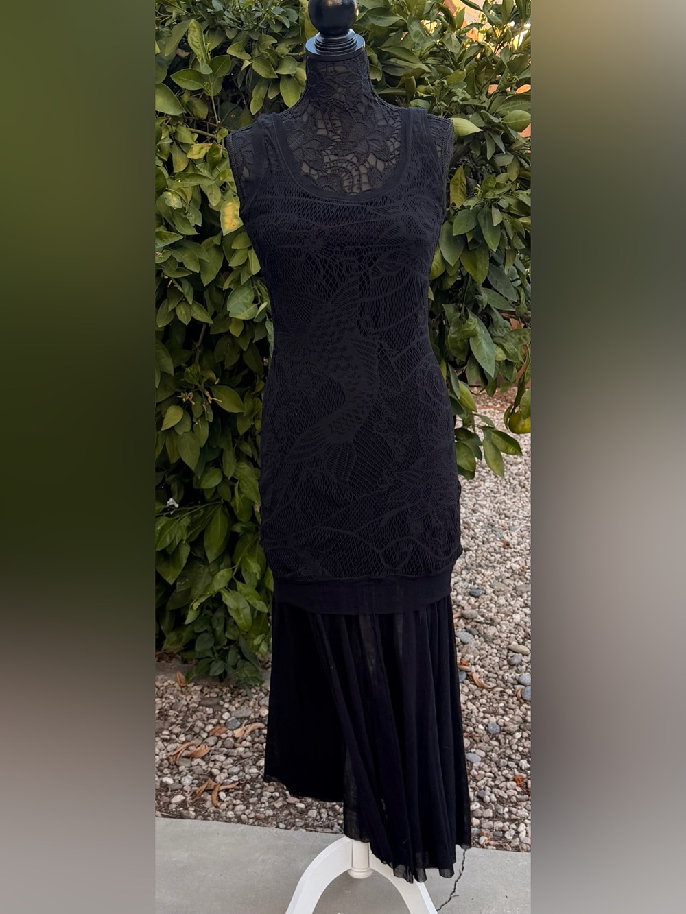 John Paul Gaultier Mesh Black Lace Knit Sleeveless Dress Vintage 90’s